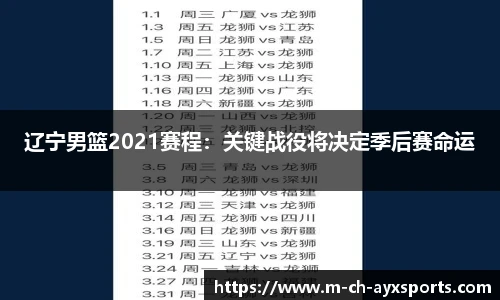 辽宁男篮2021赛程：关键战役将决定季后赛命运